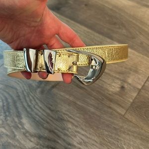 By Far Gold Leather Moore Metallic belt